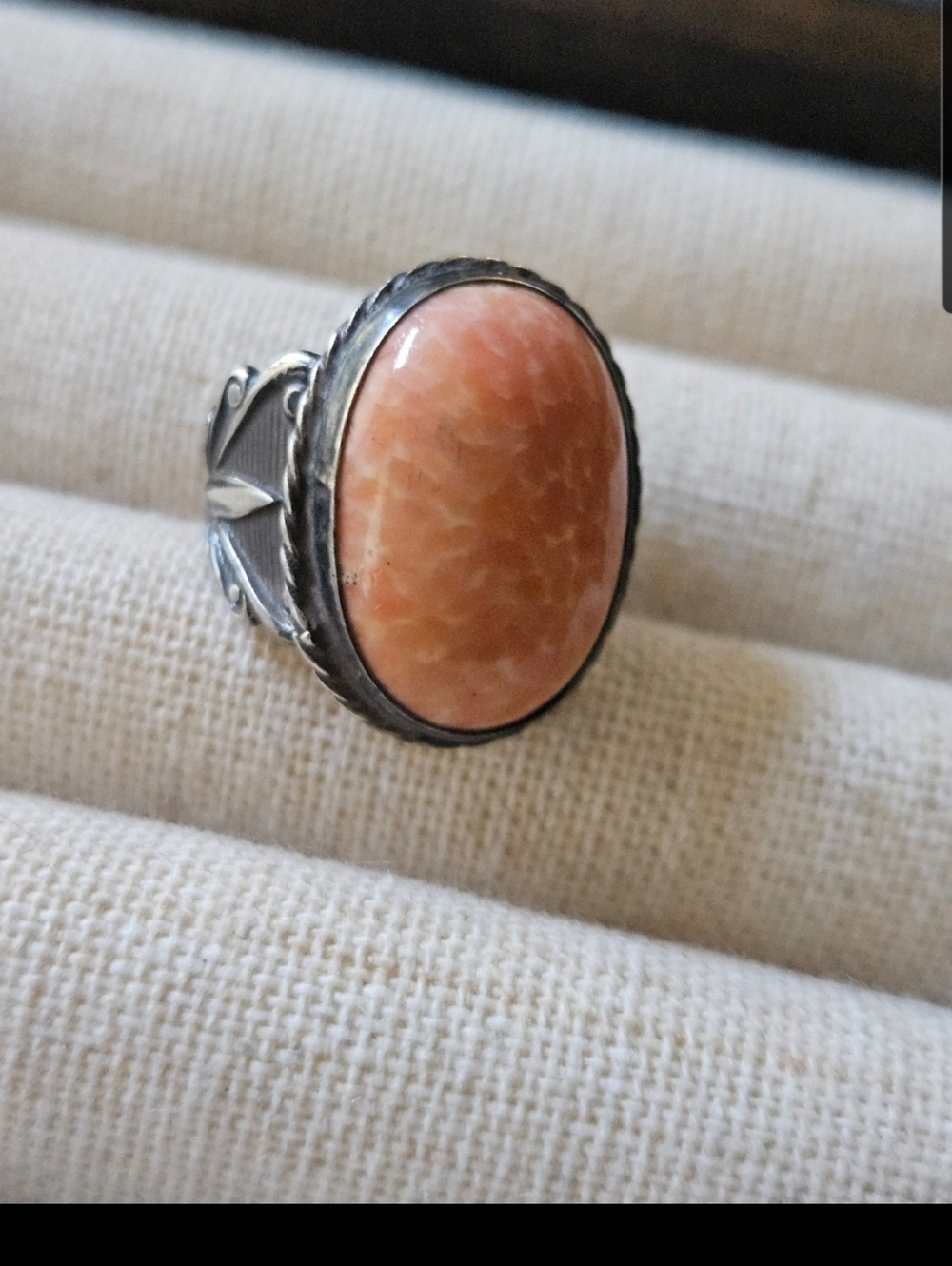 Vintage Sterling Silver Orange Stone Ring